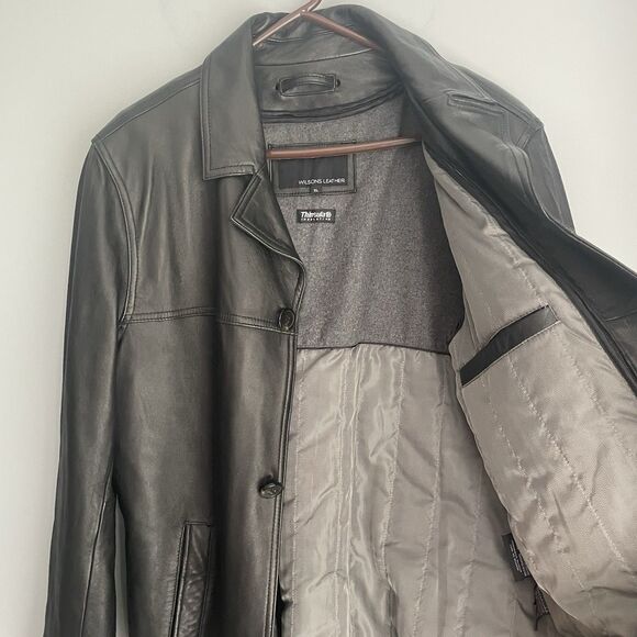 Wilsons Leather Coat Thinsulate Insulated *Zips Out* Black Button Front Size XL - Picture 16 of 16